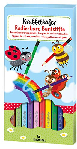 moses. Krabbelkäfer Radierbare Buntstifte | 12 Stifte in leuchtenden Farben | Für Kinder