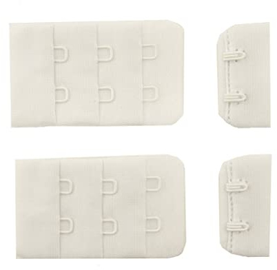 HAND® Pure White Bra Hook and Eye Bra Strap Sew-in Fasteners - 2 Hooks - 32 mm Wide - Pack of 2 Sets