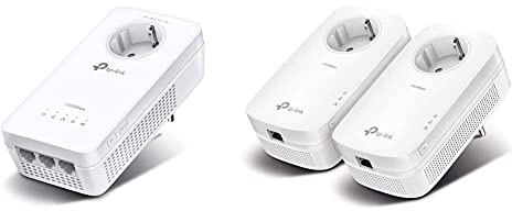 TP-Link WLAN Powerline Adapter TL-WPA8631P, weiß & Powerline Adapter Set TL-PA8010P KIT(1300Mbit/s Homeplug AV2, 2*2-MIMO, Steckdose, 2 Gigabit Ports, Plug&Play, kompatibel mit Powerline Adaptern)weiß