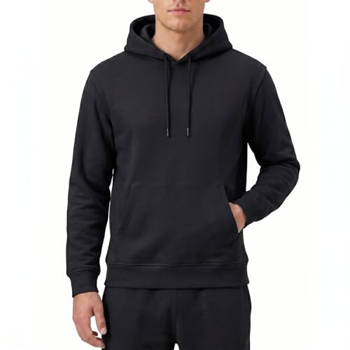 RIPT Sweat à Capuche Homme Fleece – Hoodie Pullover avec Poches et Cordon, Sweatshirt Manches Longues Confortable pour Sport Gym et Loungewear (Noir, L)
