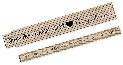 Manufaktur Liebevoll I Personalisierte Zollstock Mein Papa kann alles! mit Namen des Kindes | Perfektes Geschenk für Väter mit Spruch | bedruckter Meterstab aus Holz