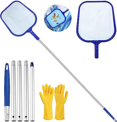 Voarge Rete di atterraggio per laghetti, Rete di atterraggio per la Pulizia dei laghetti con Asta telescopica in Alluminio, Rete di atterraggio per laghetti Lunga 122 cm, a Maglia fine - per laghetti