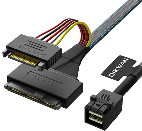 OIKWAN Câble SSD NVMe HD Mini-SAS (SFF-8643) vers U.2 (SFF-8639) 0,8 m