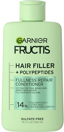 Garnier Fructis Hair Filler Fullness Repair Conditioner, Volumizing Conditioner with Polypeptides and Hair Repair Complex for Thin, Weak Split Ends, 10.1 Fl Oz