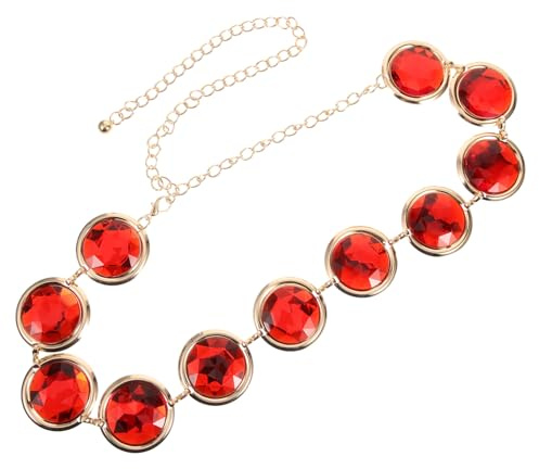 ANDRESLAD Cadena De Cintura Para Cosplay Gemas De Imitación, Joyería Corporal Femenina, Cadena Corporal Ligera Para Mujer, Accesorio De Fiesta y Playa, Color Rubí, Tamaño Ajustable