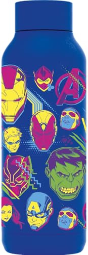 QUOKKA SOLID X MARVEL | BOTELLA TÉRMICA DE ACERO INOXIDABLE DOBLE PARED | AVENGERS NEON