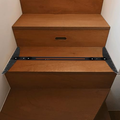 Stair Treads Gauge Template Tool, 11.4In to 60.7In Adjustable Length Stair Measuring tool Jig, High Precision Shelf Scribe Tool for Cutting Stairs, Risers, Shelves, Drywall (Black)