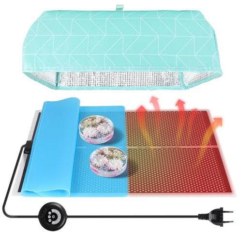 efuturetime Harts-värmematta med timer 20 W, 28 × 42 cm, 7 justerbara temperaturnivåer, för snabb härdning och eliminering av bubblor för epoxiharts