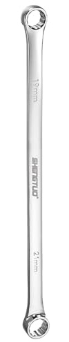 QUARKZMAN Doppelend-Ringschlüssel 19 X 21 Mm Metrisch 12-Punkt CR-V Poliert | Lange Schraubenschlüssel Werkzeuge, 0 Grad Versatz, Extra Lang, Mit Ratsche, Für Reparaturen, Doppelend-Ringschlüssel