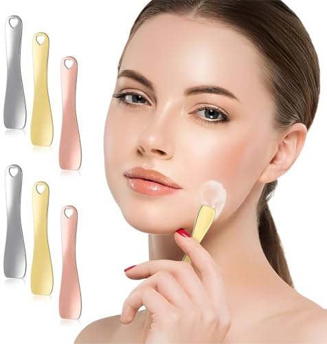 THQAE 6 Pezzi Mini Spatola, Spatola per Trucco in Metallo, Beauty Scoop, Cucchiaio Riutilizzabile, Cucchiaio Make Up per Cosmetici Viso, Crema & Lozioni Idratanti