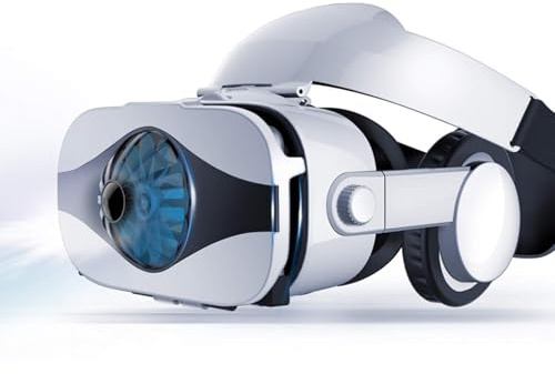 Gafas Realidad Virtual, Auriculares VR con Lentes HD con ProteccióN Anti-Luz Azul, Campo VisióN 112 Grados, Gafas VR 3D Universales para Pantallas Smartphone 4,0-6,33 Pulgadas,White