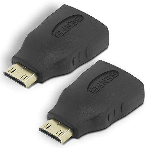 BENFEI Mini HDMI auf HDMI, 2 Stück Stecker auf Buchse vergoldete Adapter für Raspberry Pi, Kamera, Camcorder, DSLR, Tablet, Videokarte Usw.