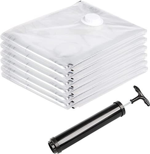 LEVIVO Vakuumbeutel zur Platzsparenden Aufbewahrung, 6-tlg. Set, inkl. Handpumpe für Reisen
