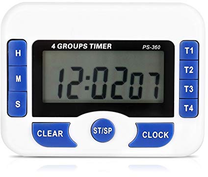 Temporizador De Cuenta Atrás Digital para Cocina, Temporizador De 4 Canales Multifunción para Cocina con Pantalla LCD Y Función De Cuenta Regresiva, Soporte Retráctil Y Gancho Y Respaldo Magnético