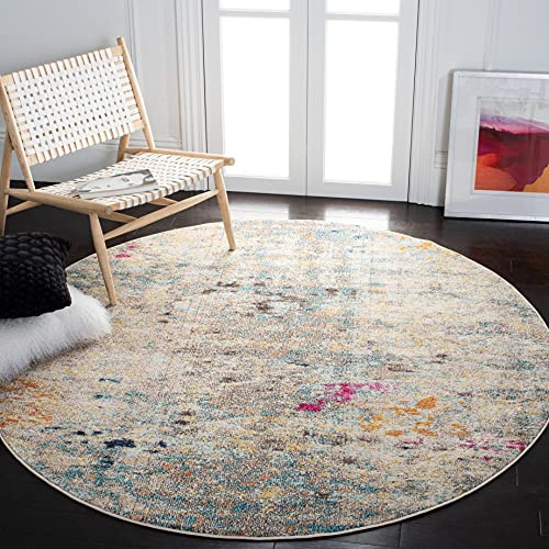 Safavieh Alfombra Boho Sala de Estar, Comedor, Dormitorio - Madison Collection, Pelo Corto, Gris y Oro, 152 X 152 cm