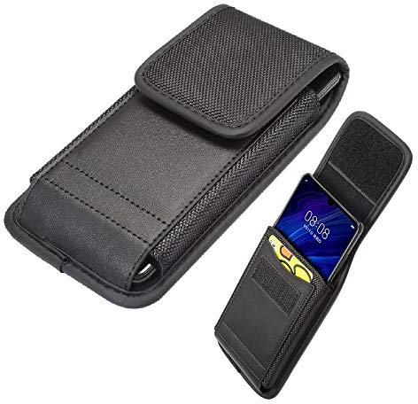 DFV mobile - Belt Case Cover Vertical with Card Holder Leather & Nylon for Tesla Smartphone 3.1 - Black