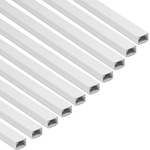 D-Line Square Box Cable Trunking, Self-Adhesive Cable Hider, Cable Management to Hide Single Cables - 10 x 25mm (W) x 16mm (H) - 1 Meter Lengths (10-Meter Multipack) - White