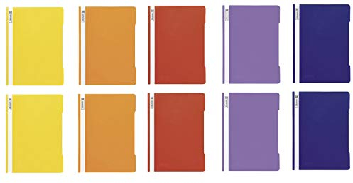 10 Brunnen Schnellhefter A4 farbig sortiert PP-Folie glasklares Deckblatt (Rainbow Edition)