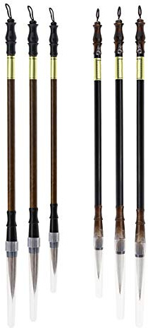 6pcs Pinceau Chinois Calligraphie Écriture Assortiment Brosse Ensemble Calligraphie Lavage Peinture Culture Chinoise Débutant Cadeau - (grande moyenne petite taille)