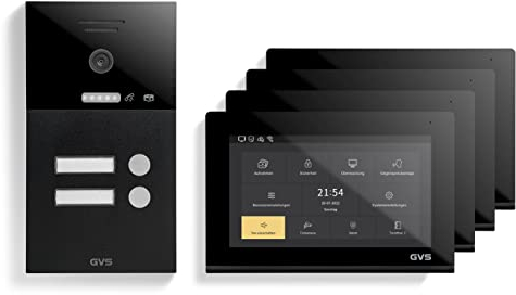 GVS - IP Video Türsprechanlage 2-Familienhaus mit Türöffner, HD Kamera, 4x7 Zoll Monitor & App - Smarte Video Türklingel mit Kamera & Gegensprechanlage (AVS1290A)