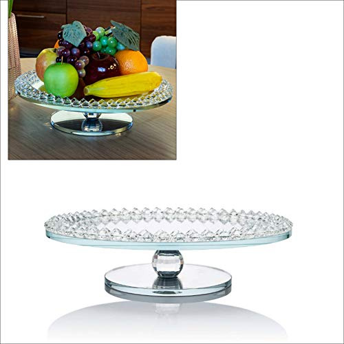 DbKW Drehbarer Dekoteller, Spiegel und Kristallglas, Tortenplatte, Kuchenteller, Ø 30/25 cm Tortenständer… (Ø 30 cm)