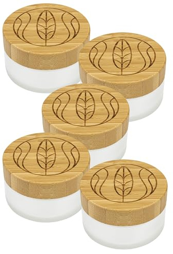 Wachsmann – leere Glastiegel mit Bambusdeckel (5 ml, 20 ml, 50 ml oder 100 ml) – auslaufsicher, dickes Milchglas – nachhaltige Kosmetikbehälter für DIY Kosmetik, Cremes & Salben