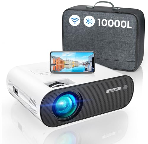 WiMiUS - Proiettore WiFi Bluetooth, 6000 lm, portatile, Wi-Fi, Bluetooth, Full HD, supporto 1080p, mini proiettore WiFi per Home Cinema con zoom 25%, per iPhone/Android/TV Stick/PS5 HDMI USB AV