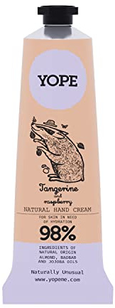 YOPE Crema de Manos Mandarina y Frambuesa, Nutritiva para Piel Seca, 50 ml | Fórmula con 98 % de Origen Natural, Aceites de Almendras y Jojoba, Manteca de Karité, Provitamina B5, Cuidado Vegano