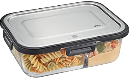 GEFU Frischhaltedose MILO - smarte Lunchbox mit Frische- & Vorratskontrolle per App, aus Glas mit Silikonverdichtung & Klick-Verschluss - groß