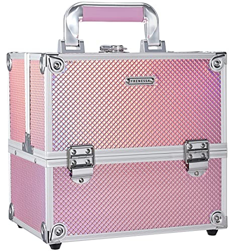 Kosmetikkoffer Schminkkoffer Make up Koffer Alu Beauty Case Abschließbarer Nagelkoffer Make up Case Multikoffer, Rosa