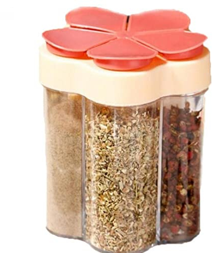 Plastic Salt and Pepper Shaker Spice Dispenser 5 Compartment Seasoning Jar Travel Spice Containers with Lids for Cooking