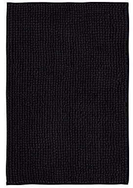 Decomira Tappeto Bagno Antiscivolo in Ciniglia | Tappetino bagno super assorbente, lavabile in lavatrice | Per il bagno, la doccia, la vasca da bagno o come tappetino WC | Nero - 50x80 cm