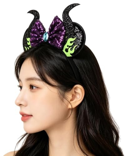 LEEMASING Maleficent Haarreif mit Maus-Motiv, für Halloween, Cosplay, Party, Gastgeschenk