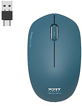Port Connect Souris sans Fil pc Wireless 2.4 ghz Collection 2 pour Ordinateur - capteur Optique 1600 dpi - 3 Boutons - Compact. ambidextre & silencieuse Saphir Bleu foncé