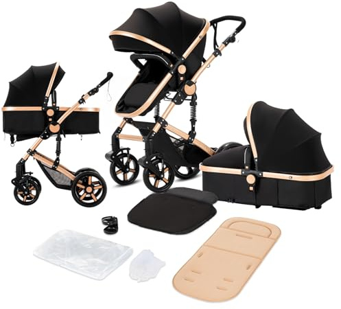 Magic ZC 2 in 1 Baby Stroller, Reversible Newborn Foldable Pram, Infant High Landscape Pushchair, Portable Standard Stroller, Reclining Buggy, Baby Carriage (2US588-BG)