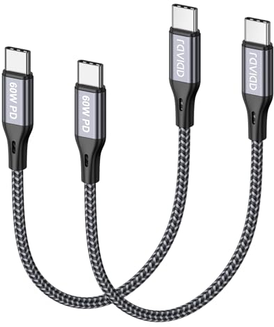RAVIAD Cavo USB C USB C [2Pezzi 50CM], 60W Cavo USB Type-C PD 3A Ricarica Rapida Nylon Intrecciato Cavo iPhone 15 per iPhone 16 15 Pro Max, Samsung Galaxy S23 S22 S21 S20 A12 A53 Note 20, Google Pixel