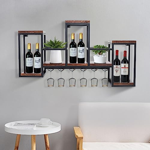 FUNYSF Industrielles Wand-Weinregal Wand-Weinkühler Weinregal Multifunktionales Weinflaschenregal, Für Haus Bar Restaurant Küche