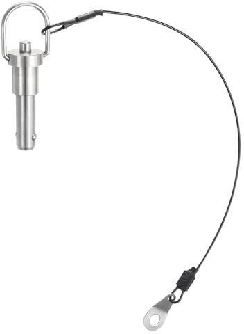 sourcing map Ball Locking Pins with Button Handle, 10mm Pin Dia. 20mm Usage Length Push-Button Quick Release Pin with Lanyard Cable, 304 Stainless Steel