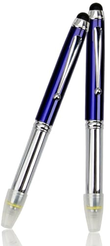 TopHomer Bolígrafo LED 3 en 1 con luz, lápiz capacitivo multifuncional iluminado para dispositivos de pantalla táctil (azul, 2 unidades)
