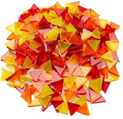 Tesselles mosaique Mosaïque en verre Transparent, Triangle teint, pièce de mosaïque à faire soi-même, pierre de fabrication, 100g Mosaique verre (Color : C)