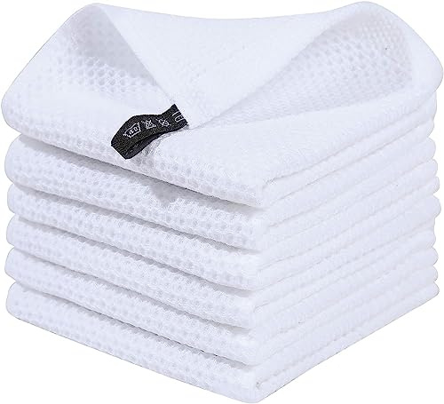 BW&HM Baumwolltücher Putzlappen Baumwolle Spültücher Spültuch Baumwolltuch Reinigung Waschbar für Haushalt Küche Geschirr 33x33 cm 6er Set Weiß