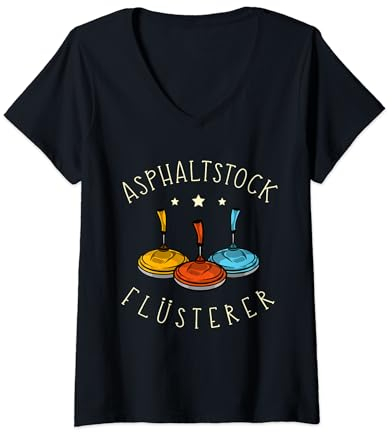 Damen Asphaltstock Flüsterer Stocksport Stockschützen Eisstock T-Shirt mit V-Ausschnitt