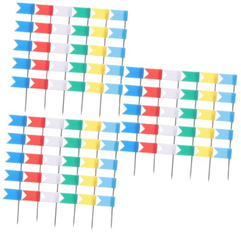 STOBOK 300stücke Bunte Flaggen-pushpins Für Karten Dekorative Stecknadeln Mit Flaggenmuster Für Pinnwände Schulprojekte Und Reise-memos
