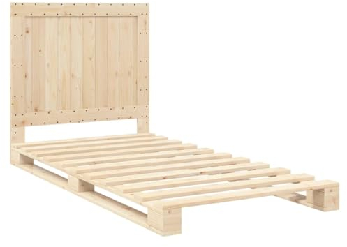 vidaXL Massivholzbett, Holzbett Bett mit Kopfteil, Bettrahmen mit Lattenrost, Palettenbett Einzelbett Schlafzimmerbett, 100x200cm Kiefer