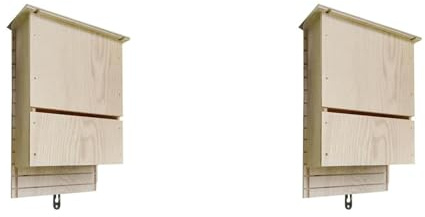 KEALBAUS 2X Großes Outdoor Fledermaushaus Riesige Holzkiste Wetterfest Unbehandelt Spiral Fledermaus Haus Unterstand Garten Zubehör A
