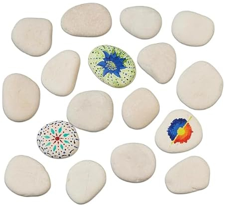 Ezydka 15 PCS Sassi da Dipingere 5-8cm Dipingere i Ciottoli, Le Rocce Ciottoli, Sassi Piatti da Dipingere per Decorative per Acquario e Giardino