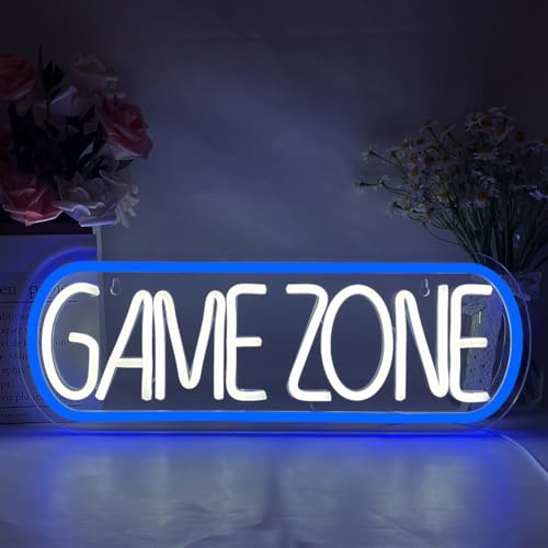 YUEYYNS Zona de Juego Letreros de Neon Game Zone Señal de Neón Fuente de Alimentación USB con Interruptor Adecuado para fiestas, salas de deportes electrónicos, carteles de iluminación para fiestas