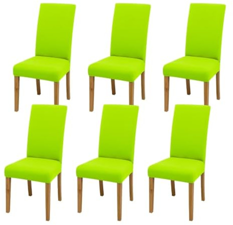 Tielag Stuhlhussen 6er Set, Stretch Stuhlbezug, Abnehmbarer Waschbarer Hussen für Stühle, Dekoration Stuhlhusse, Stuhlbezüge für Haus, Küche, Hotel, Restaurant, Bankett, Hochzeit, Party, Grün-A