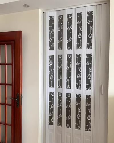 Falttür PVC-Falttüren Innen Weiß, Faltbare Falttür für Schranktür, Waschküche, Aluminium-Schienensystem und Acrylgitterfenster(31x80in (78.5x203cm))
