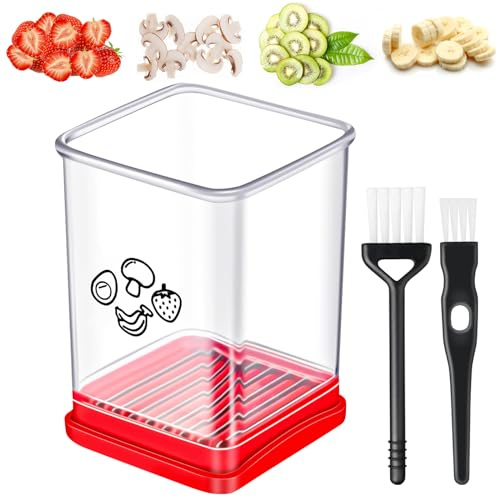cotaour Fruit Slicer, Stainless Steel Cup Slicers, Vegetable Slicer for Strawberry Banana Egg, Salad Quickly Making, Portable Kitchen Slicing Tool (1)